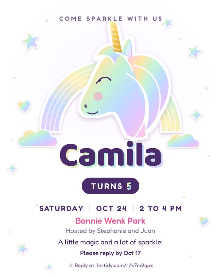 Unicorn invitation, Holo foil design